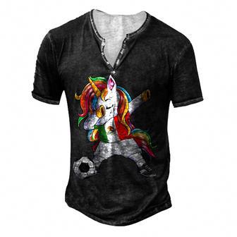 Dab Unicorn Mexico Football Soccer Jersey Mexican Flag Kids Men's Henley Button-Down 3D Print T-shirt - Thegiftio UK