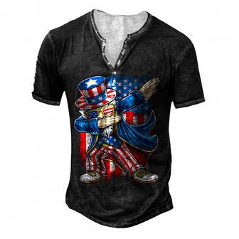Dabbing Uncle Sam 4Th Of July Kids Boys Men Gifts Men's Henley Button-Down 3D Print T-shirt - Thegiftio UK