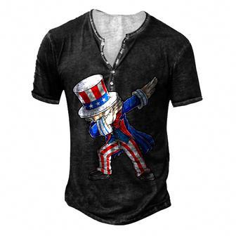 Dabbing Uncle Sam T 4Th Of July Kids Boys Men Gifts Men's Henley Button-Down 3D Print T-shirt - Thegiftio UK