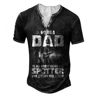 Being A Dad Letting Him Shoot Men's Henley T-Shirt - Seseable