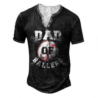 Dad Of Ballers Funny Daddy Of Baseball Player Fathers Day Men's Henley Button-Down 3D Print T-shirt - Thegiftio UK