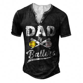 Dad Of Ballers T Funny Baseball Softball Men's Henley Button-Down 3D Print T-shirt - Thegiftio UK
