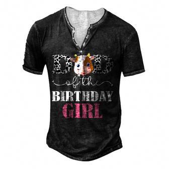 Dad Of The Birthday For Girl Cow Farm Birthday Cow Daddy 1St Men's Henley Button-Down 3D Print T-shirt - Thegiftio UK