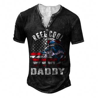 Daddy Day Us Flag Vintage Reel Cool Father Fishing Men's Henley Button-Down 3D Print T-shirt - Thegiftio UK