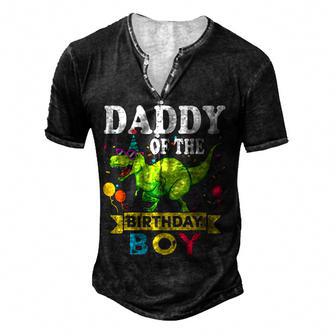 Daddy Of The Birthday Boy T-Rex Rawr Dinosaur Birthday Boy Men's Henley Button-Down 3D Print T-shirt - Thegiftio UK