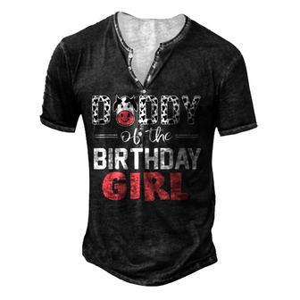 Daddy Of The Birthday Girl Farm Cow Dad Men's Henley Button-Down 3D Print T-shirt - Thegiftio UK