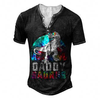 Daddysaurus Fathers Day Gift T Rex Daddy Saurus Dad Men's Henley Button-Down 3D Print T-shirt - Thegiftio UK