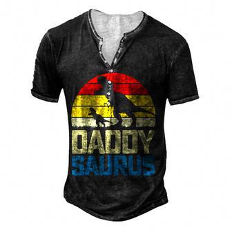 Daddysaurus Fathers Day Gift T Rex Daddy Saurus Men Dad Men's Henley Button-Down 3D Print T-shirt - Thegiftio UK