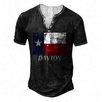 Dayton Tx Texas Flag City State Men's Henley T-Shirt | Mazezy