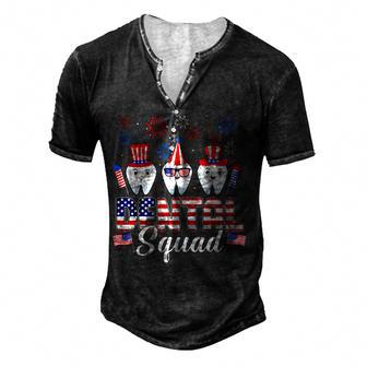 Dental Squad Dentist Hygienist Us Flag Fireworks 4Th Of July Men's Henley Button-Down 3D Print T-shirt - Thegiftio UK