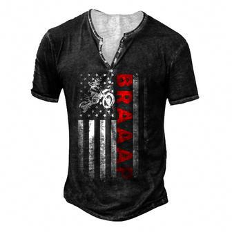 Dirt Bike Racing Usa Us American Flag Botocross Boys Youth Men's Henley Button-Down 3D Print T-shirt - Thegiftio UK