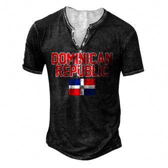 Dominican Republic Flag V2 Men's Henley Button-Down 3D Print T-shirt - Thegiftio UK