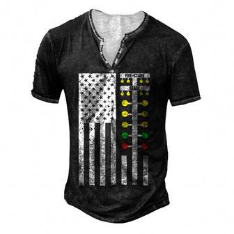 Drag Racing Flag American Drag Racer Drag Strip Tree Light Men's Henley Button-Down 3D Print T-shirt - Thegiftio UK