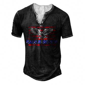 Eagle Flag Scout Gift Men's Henley Button-Down 3D Print T-shirt - Thegiftio UK