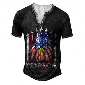 Eagle Mullet 4Th Of July Usa American Flag Merica Men's Henley Button-Down 3D Print T-shirt - Thegiftio UK