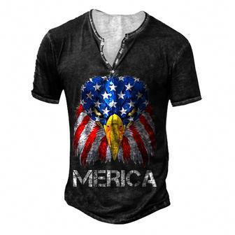 Eagle Mullet 4Th Of July Usa American Flag Merica V2 Men's Henley Button-Down 3D Print T-shirt - Thegiftio UK