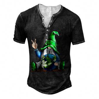 Earth Day Gnome Planet Environmentalist Gift Men's Henley Button-Down 3D Print T-shirt - Thegiftio UK