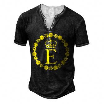 Elizabeth Ii Flag Queen British Crown Platinum Anniversary Men's Henley Button-Down 3D Print T-shirt - Thegiftio UK