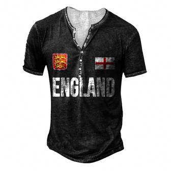England English Flag Men's Henley Button-Down 3D Print T-shirt - Thegiftio UK