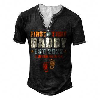 Fathers Day For Dad First Time Daddy New Dad Est 2022 Men's Henley Button-Down 3D Print T-shirt - Thegiftio UK