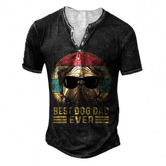 Fathers Day Men Dad Vintage Best Dog Dad Ever Men's Henley Button-Down 3D Print T-shirt - Thegiftio UK