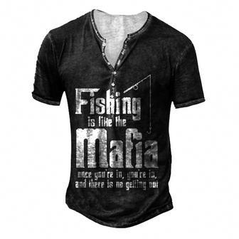 Fishing Mafia No Getting Out Men's Henley T-Shirt - Seseable