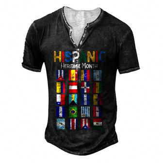 Flags National Hispanic Heritage Month All Countries Flags Men's Henley Button-Down 3D Print T-shirt - Thegiftio UK