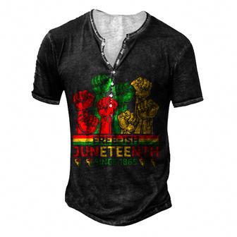 Free-Ish Since 1865 With Pan African Flag For Junenth Men's Henley Button-Down 3D Print T-shirt - Thegiftio UK