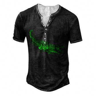 Fun Alligator Illustrative Graphic For Men And Boys Gator Men's Henley Button-Down 3D Print T-shirt - Thegiftio UK