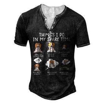 Funny Beagle Dog Beagle 6 Things I Do Beagle Men's Henley Button-Down 3D Print T-shirt - Thegiftio UK