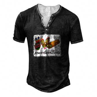 Funny Burrito Peace Love Burrito Mexican Food Fan Men's Henley Button-Down 3D Print T-shirt - Thegiftio UK