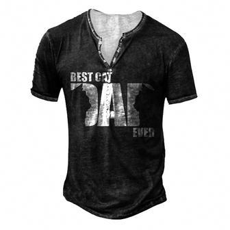 Funny Cat Daddy Best Cat Dad Ever Men's Henley Button-Down 3D Print T-shirt - Thegiftio UK
