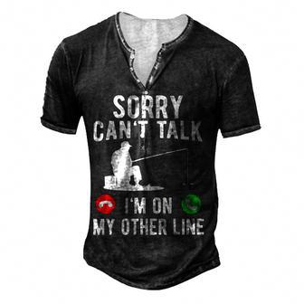 Funny Fishing Dad Mens Funny Reel Cool Fish Bass Fishing Men Men's Henley Button-Down 3D Print T-shirt - Thegiftio UK
