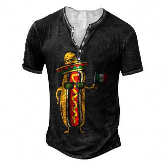 Funny Hotdog Mexican Flag Cinco De Mayo Mexican Food Men's Henley Button-Down 3D Print T-shirt - Thegiftio UK