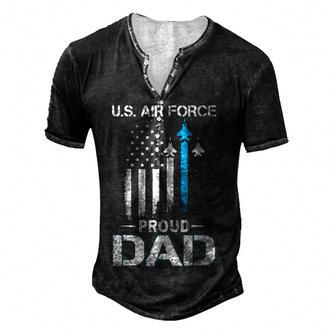 Funny Proud Dad U S Air Force Stars Family Party Gift Men's Henley Button-Down 3D Print T-shirt - Thegiftio UK