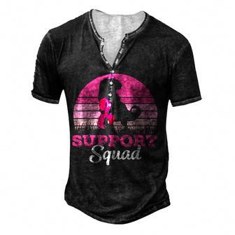 Funny Support Squad Dinosaur Breast Cancer Awareness Boy Men Men's Henley Button-Down 3D Print T-shirt - Thegiftio UK