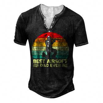 Funny Vintage Best Airsoft Dad Ever Fathers Day Men's Henley Button-Down 3D Print T-shirt - Thegiftio UK