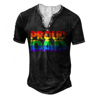Gay Pride Proud Dad Lgbt Parent Fathers Day Men's Henley Button-Down 3D Print T-shirt - Thegiftio UK
