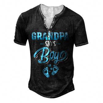 Gender Reveal Grandpa Says Boy Baby Matching Family Set Men's Henley Button-Down 3D Print T-shirt - Thegiftio UK