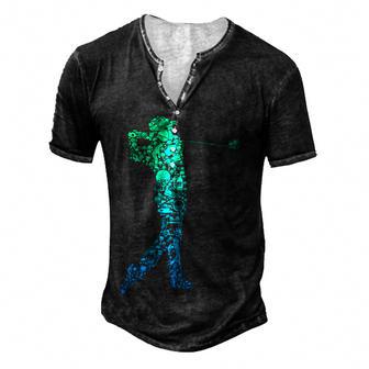 Golf Club Golfer Golfing Men Kids Boys Men's Henley Button-Down 3D Print T-shirt - Thegiftio UK