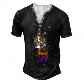 Golfer Par Cat Lover Kitty Owner Cat Whisperer Men's Henley Button-Down 3D Print T-shirt - Thegiftio UK
