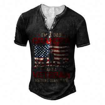 Grandpa For Men Fathers Day Im A Dad Grandpa Veteran Men's Henley Button-Down 3D Print T-shirt - Thegiftio UK