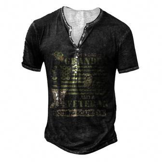 Grandpa For Men Fathers Day Im A Dad Grandpa Veteran Men's Henley Button-Down 3D Print T-shirt - Thegiftio UK