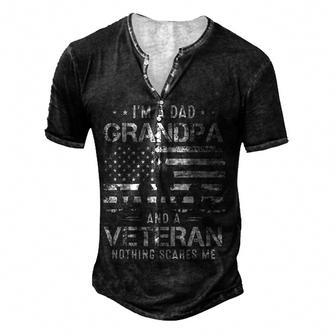 Grandpa For Men Fathers Day Im A Dad Grandpa Veteran Men's Henley Button-Down 3D Print T-shirt - Thegiftio UK