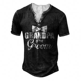 Grandpa Of The Groom Wedding Men's Henley Button-Down 3D Print T-shirt - Thegiftio UK
