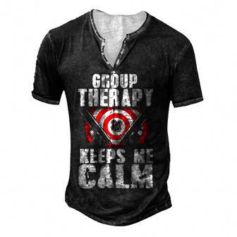 Group Therapy Keeps Me Calm Men's Henley T-Shirt - Seseable