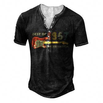 Guitar Fathers Day Dad Gifts - Best Of 1957 65Th Birthday Men's Henley Button-Down 3D Print T-shirt - Thegiftio UK