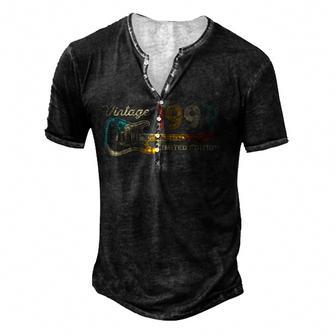 Guitar Lover 25 Year Old Gifts Vintage 1997 Limited Edition V2 Men's Henley Button-Down 3D Print T-shirt - Thegiftio UK