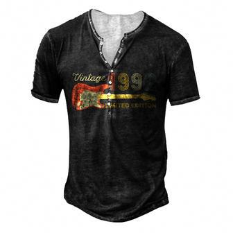 Guitar Lover 30 Year Old Gifts Vintage 1992 Limited Edition Men's Henley Button-Down 3D Print T-shirt - Thegiftio UK