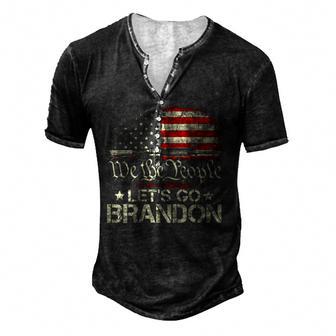 Gun Flag Lets Go Branson Brandon Lets Go Branson On Back Men's Henley Button-Down 3D Print T-shirt - Thegiftio UK